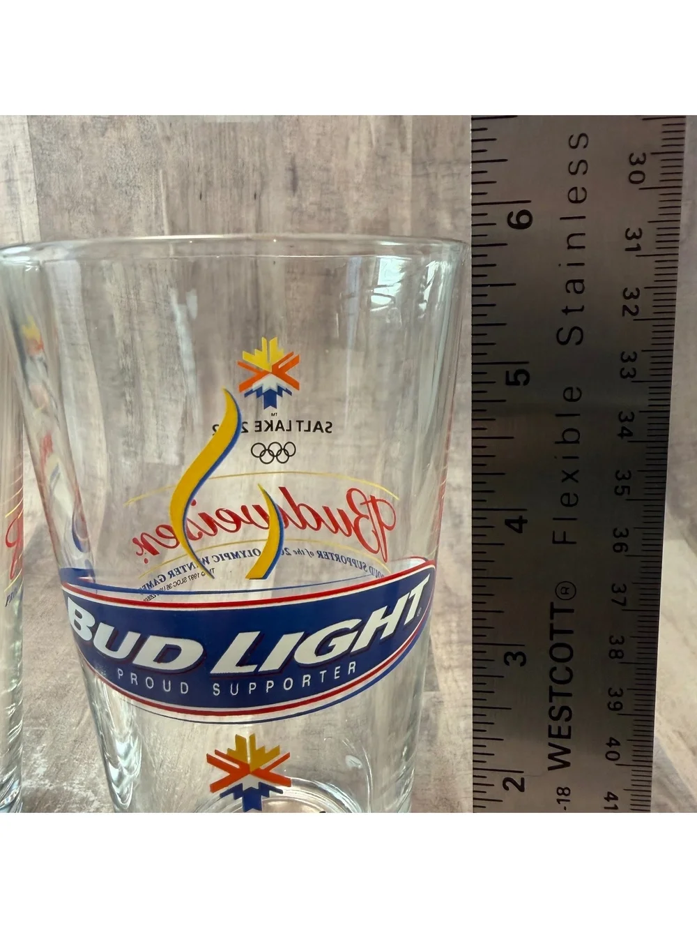 Set of 2 Budweiser 2002 Salt Lake City Winter Olympics Glasses Bud Light Beer